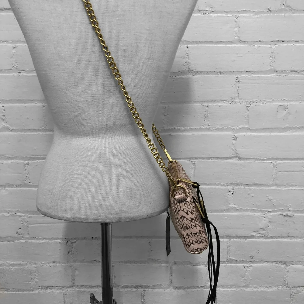 Rebecca Minkoff Mini Mac Snake Embossed Pink Leather Crossbody / Clutch Bag NWT - Picture 4 of 4